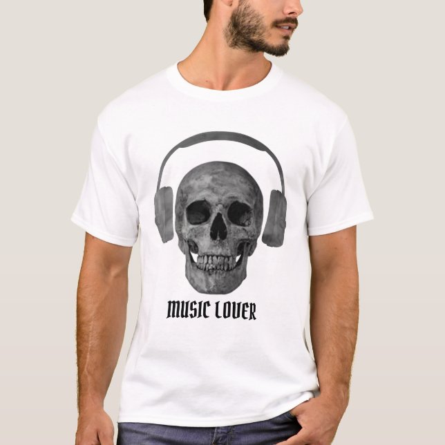 The Music Lover Skull Men -The Cool T-shirt  (Front)