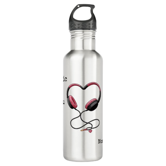 The Music Sounds Better With You Cute Love Couple 710 Ml Water Bottle (Front)