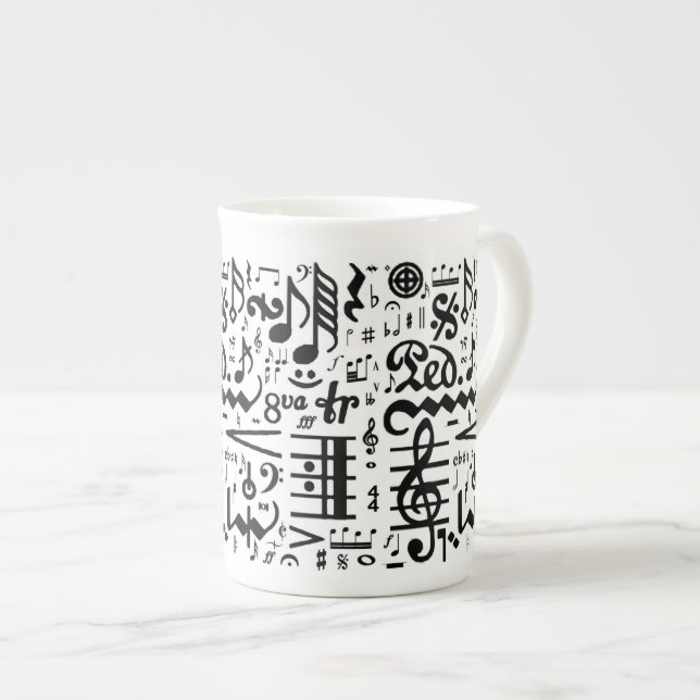 The Musical Symbols Bone China Mug (Front Right)