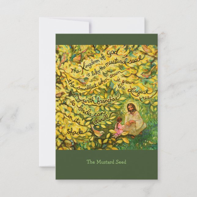 The Mustard Seed Parable prayer card (Front)
