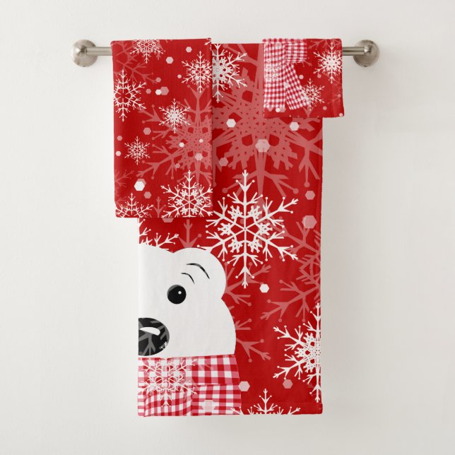 The muzzle of a polar bear, Christmas  Bath Towel Set (Insitu)