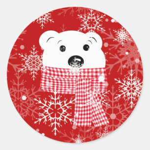 The muzzle of a polar bear, Christmas Classic Round Sticker