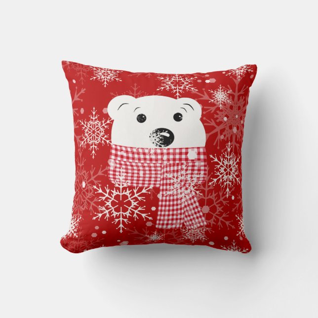 The muzzle of a polar bear, Christmas  Cushion (Front)