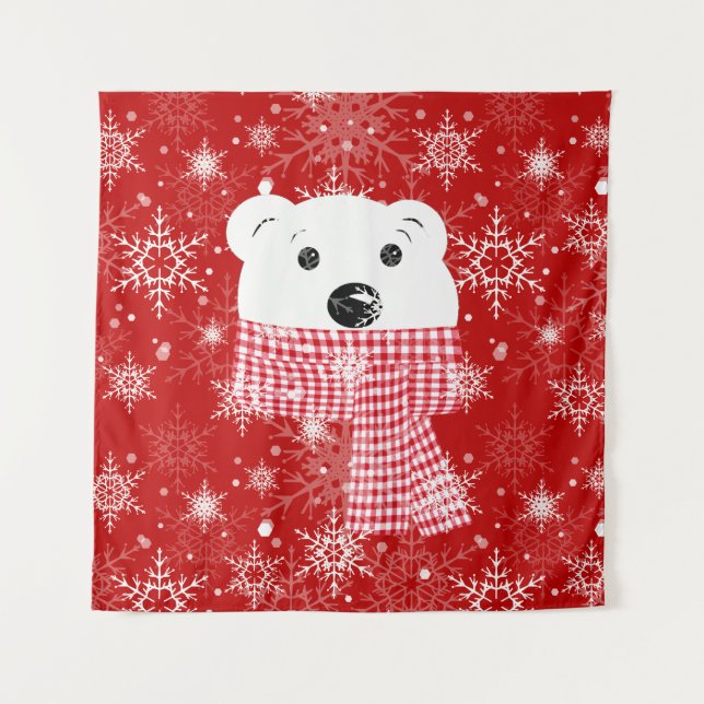 The muzzle of a polar bear, Christmas   Tapestry (Front)