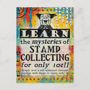 The Mysteries of Stamp Collecting - Funny Vintage Postcard