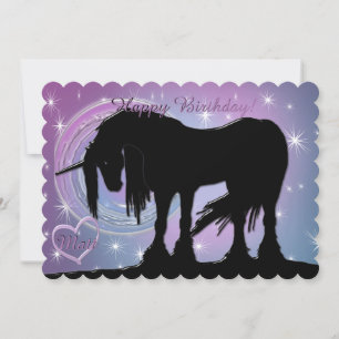 The Mystical Black Unicorn Birthday (Pastel Swirl) Card