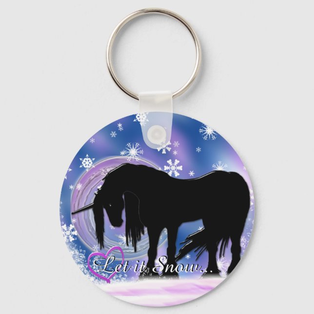 The Mystical Black Unicorn (Let It Snow) Key Ring (Front)