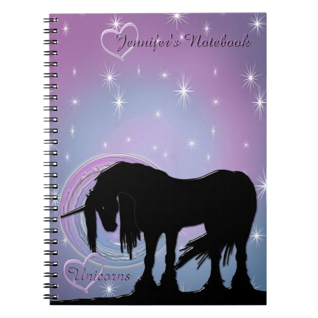 The Mystical Black Unicorn (Pastel Swirl) Notebook (Front)