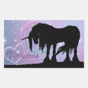 The Mystical Black Unicorn (Pastel Swirl) Rectangular Sticker