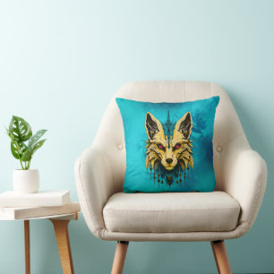 The mystical fox head, noble and mysterious. cushion