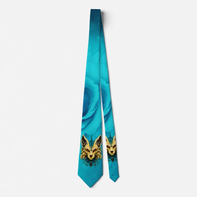 The mystical fox head, noble and mysterious.  tie (Front)