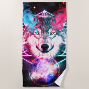 The Mystical Space Wolf Beach Towel