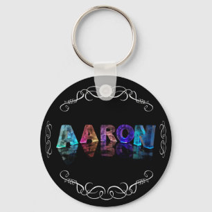 The Name Aaron in 3D Lights (Photograph) Key Ring