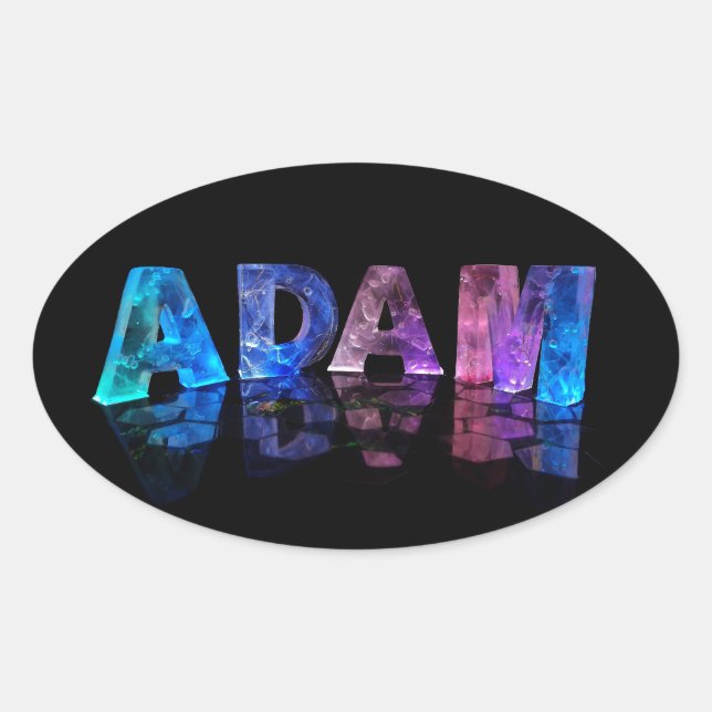 The Name Adam in Lights Oval Sticker (Front)
