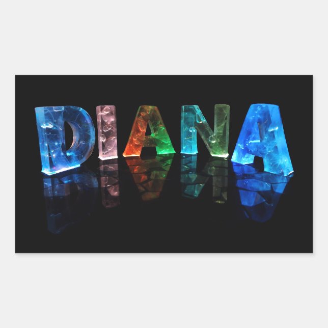 The Name Diana in 3D Lights (Photograph) Rectangular Sticker (Front)
