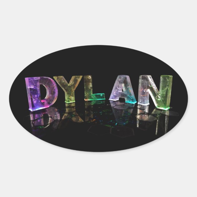 The Name Dylan in 3D Lights (Photograph) Oval Sticker (Front)