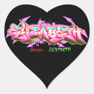 The name Elizabeth in graffiti-Stickers   Heart Heart Sticker