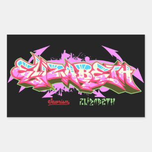 The name Elizabeth in graffiti-Stickers-Rectangle Rectangular Sticker