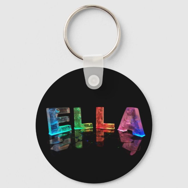 The Name Ella in 3D Lights (Photograph) Key Ring (Front)