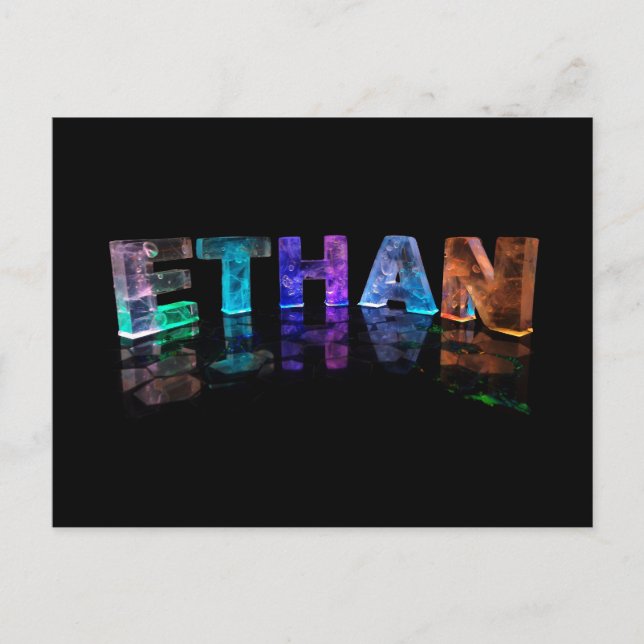 The Name Ethan in 3D Lights (Photograph) Postcard (Front)
