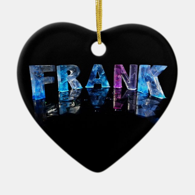The Name Frank in 3D Lights (Photograph) Ceramic Tree Decoration (Front)