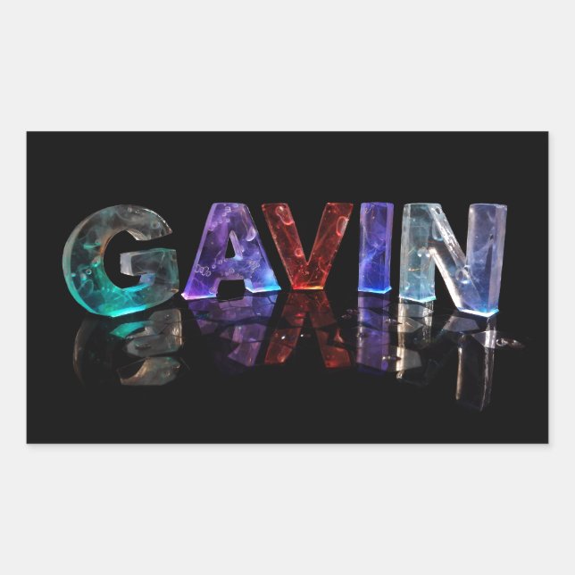 The Name Gavin in 3D Lights (Photograph) Rectangular Sticker (Front)
