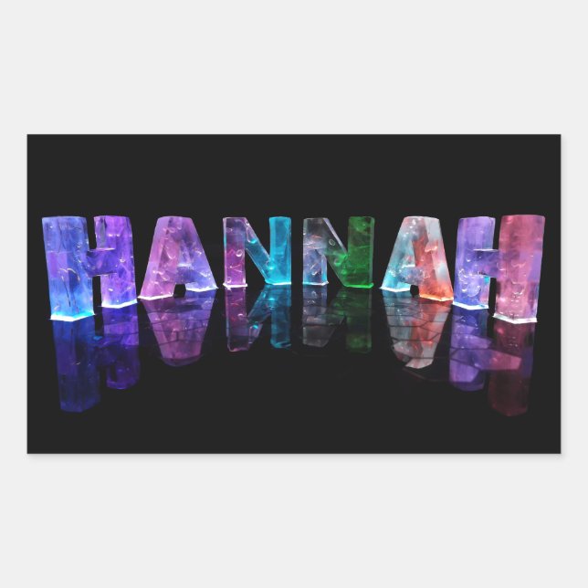 The Name Hannah in 3D Lights (Photograph) Rectangular Sticker (Front)