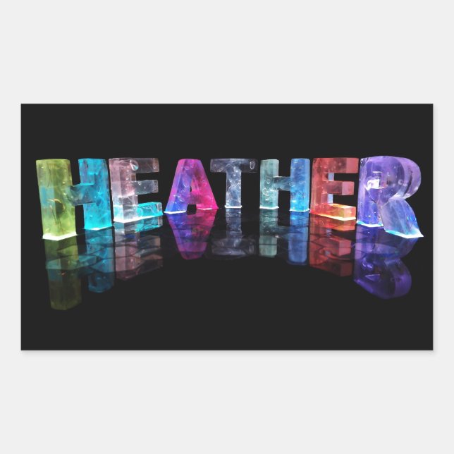 The Name Heather in 3D Lights (Photograph) Rectangular Sticker (Front)