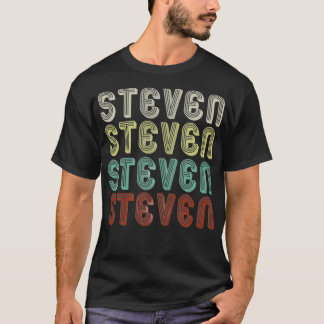 The Name Is Steven In Retro Vintage Disco Funny Me T-Shirt