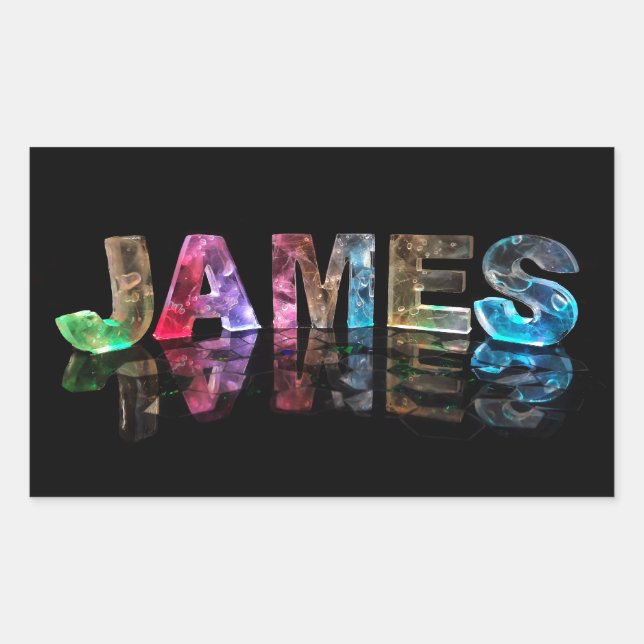 The Name James in 3D Lights (Photograph) Rectangular Sticker (Front)