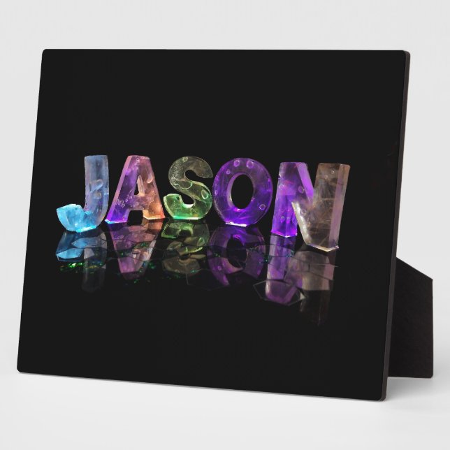The Name Jason in 3D Lights (Photograph) Plaque (Side)