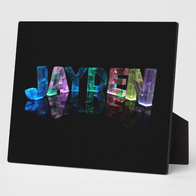 The Name Jayden in 3D Lights (Photograph) Plaque (Side)