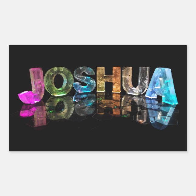 The Name Joshua in 3D Lights (Photograph) Rectangular Sticker (Front)
