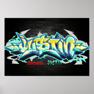 The name Justin in graffiti Poster