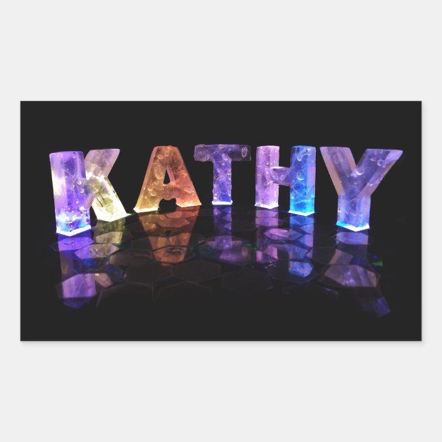 The Name Kathy in 3D Lights (Photograph) Rectangular Sticker (Front)