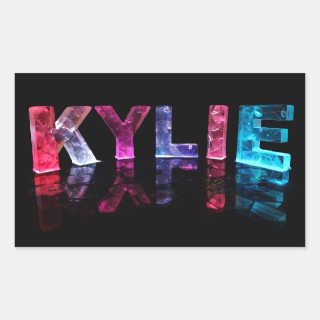The Name Kylie in 3D Lights (Photograph) Rectangular Sticker (Front)
