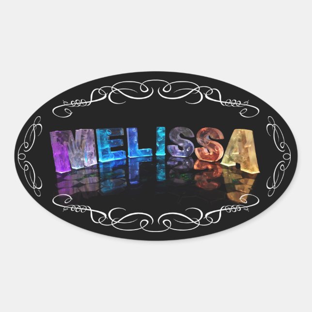 The Name Melissa in 3D Lights (Photograph) Oval Sticker (Front)