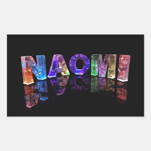 The Name Naomi in 3D Lights (Photograph) Rectangular Sticker (Front)