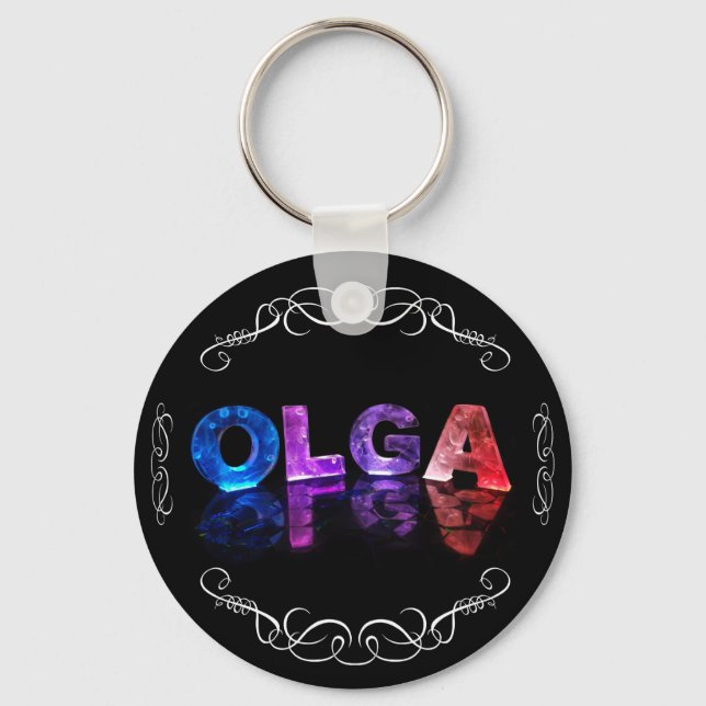The Name Olga -  Name in Lights (Photograph) Key Ring (Front)