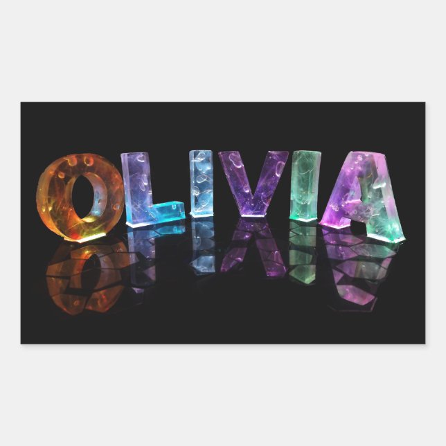 The Name Olivia in 3D Lights (Photograph) Rectangular Sticker (Front)