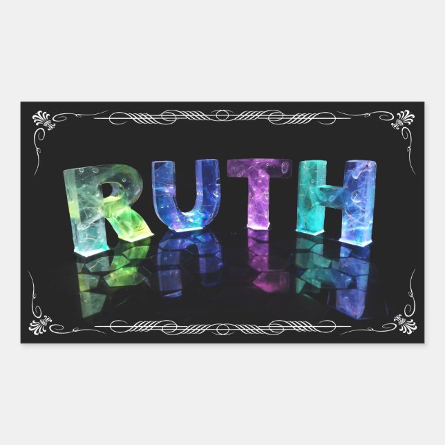 The Name Ruth in 3D Lights (Photograph) Rectangular Sticker (Front)