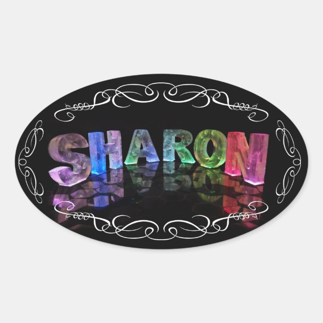 The Name Sharon -  Name in Lights (Photograph) Oval Sticker (Front)