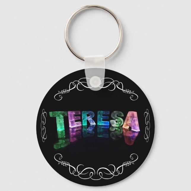 The Name Teresa -  Name in Lights (Photograph) Key Ring (Front)