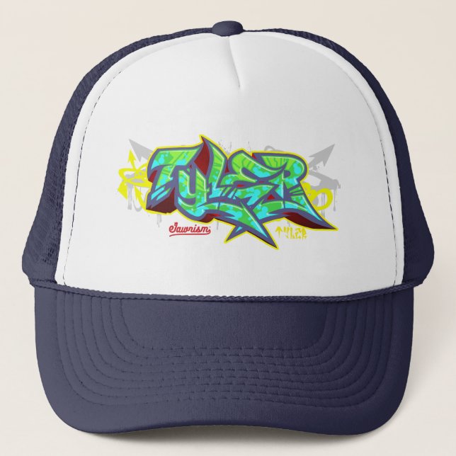 The name Tyler in graffiti-Trucker Hat (Front)