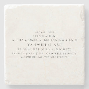 The Names of God Typography Christian  Stone Coaster