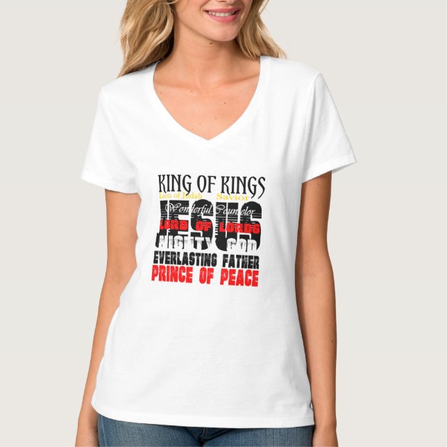 The Names Of Jesus Isaiah 9:6 Christian T-Shirt (Front)