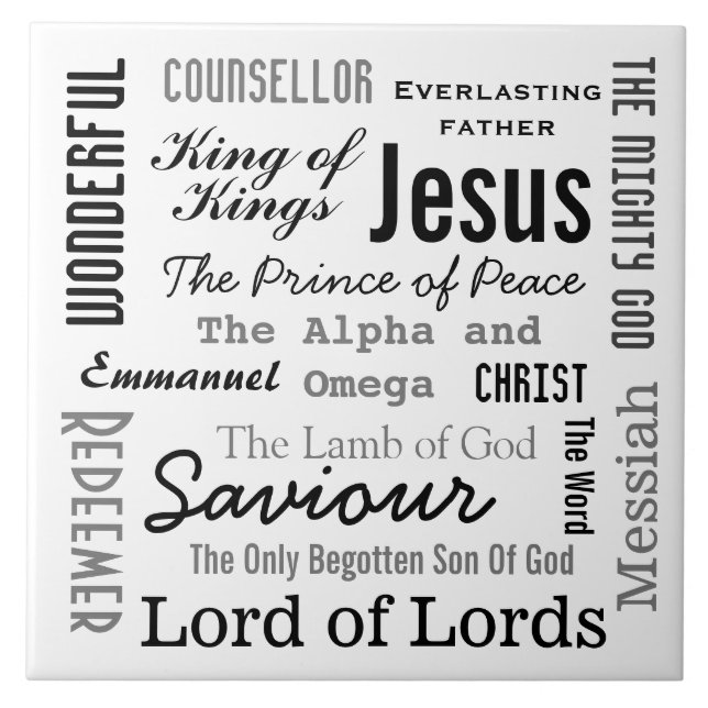 The Names of Jesus Script Text Tile (Front)
