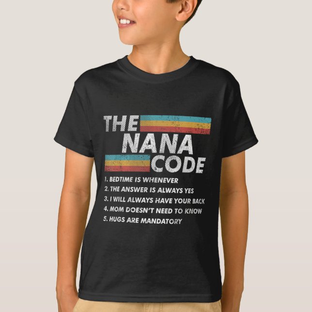 The Nana Code Funny Family Rules Retro T-Shirt (Front)