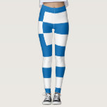 The National flag of Greece Leggings<br><div class="desc">The national flag of Greece has nine equal horizontal stripes of blue alternating with white with a blue square bearing a white cross appears in the upper hoist-side corner. Blue stands for sky and sea and limitless opportunities. White: represents clouds in the sky and waves in the sea and perpetual...</div>