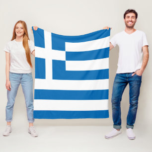 The National flag of Greece medium Fleece Blanket